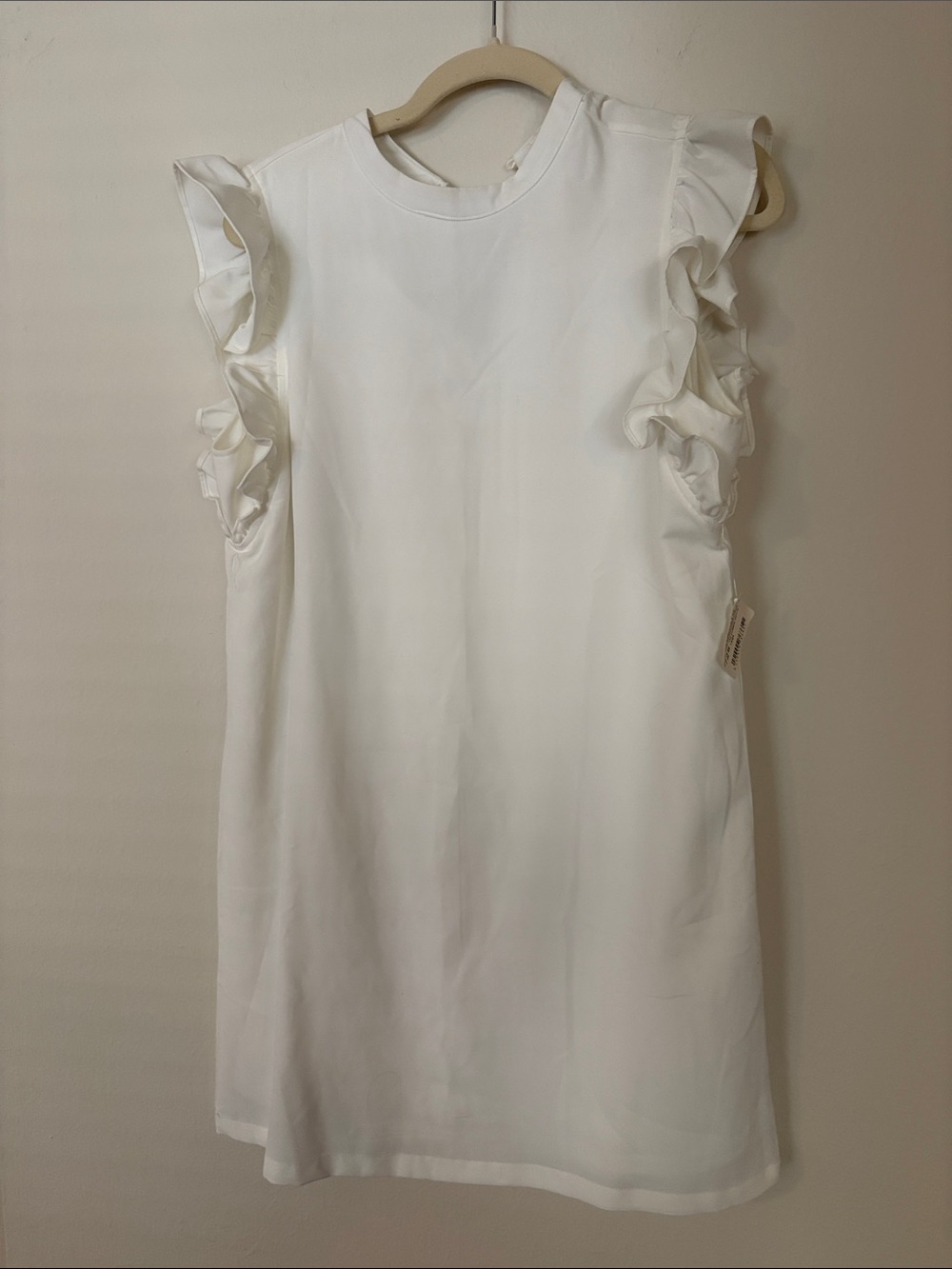 The Impeccable Pig White Ruffle Shift Dress